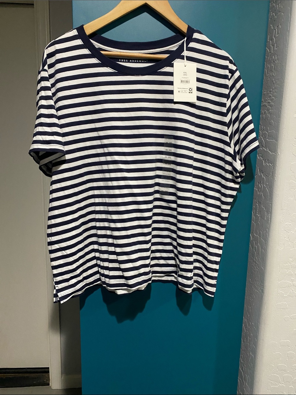 Free Assembly Navy and White Striped Tee NWT XXL 20